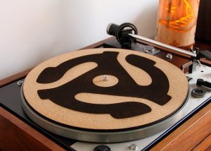 Cork Turntable Record Slipmat - Engraved 45 RPM Adapter Design - Anti-Static mat for Vinyl LP Albums and Record Player